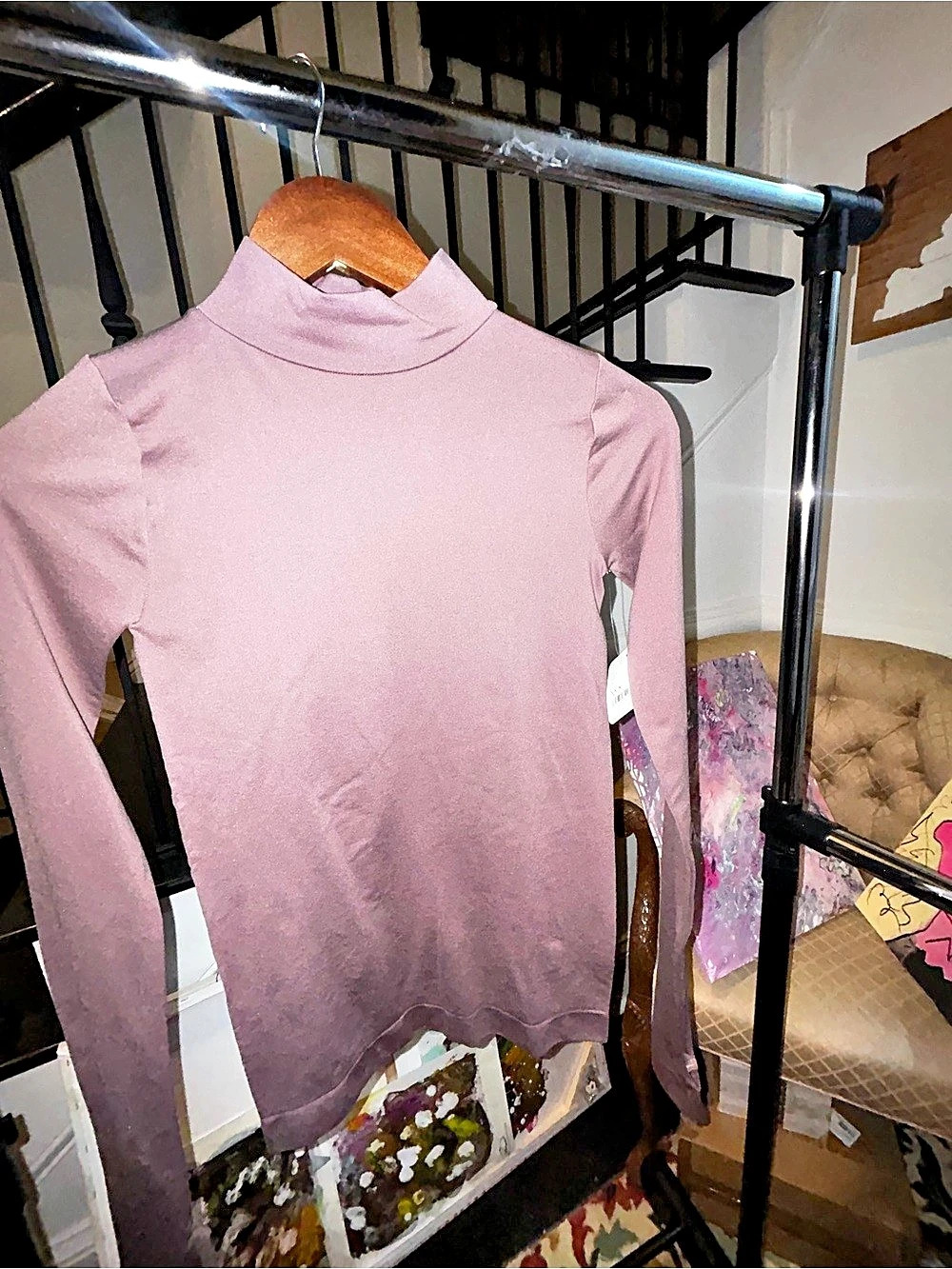 Free People Mixed Feelings Mock Neck Top Pink XS